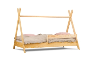 Hausbett für Kinder mit Rausfallschutz und Lattenrost TIPI Kiefer