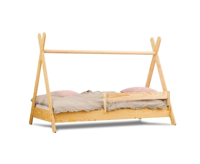 Hausbett für Kinder mit Rausfallschutz und Lattenrost TIPI Montessori Holz