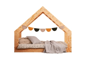 Hausbett für Kinder mit niedriger Konstruktion und Lattenrost MOON G Montessori Holz