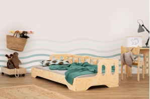 Einzelbett für Kinder mit Rausfallschutz und Lattenrost Sofa TILA 1S Montessori Kiefer