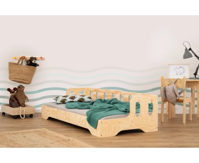 Einzelbett für Kinder mit Rausfallschutz und Lattenrost Sofa TILA 1S Montessori Holz