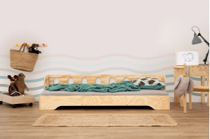 Einzelbett für Kinder mit Rausfallschutz und Lattenrost Sofa TILA 1S Montessori Holz