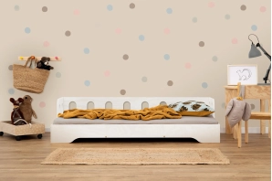 Einzelbett für Kinder mit Rausfallschutz und Lattenrost Sofa TILA 1S Montessori Holz