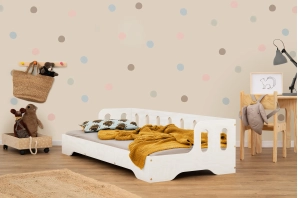 Einzelbett für Kinder mit Rausfallschutz und Lattenrost Sofa TILA 1S Montessori Kiefer