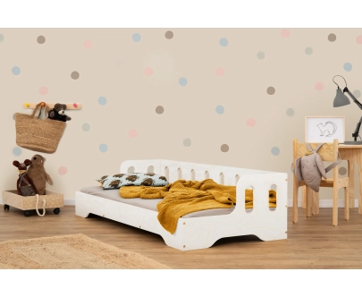 Einzelbett für Kinder mit Rausfallschutz und Lattenrost Sofa TILA 1S Montessori Holz