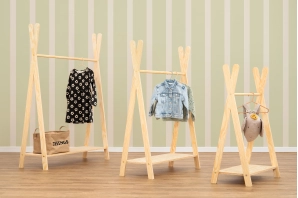 Kleiderständer für Kinder mit Ablage TIPI Montessori Holz