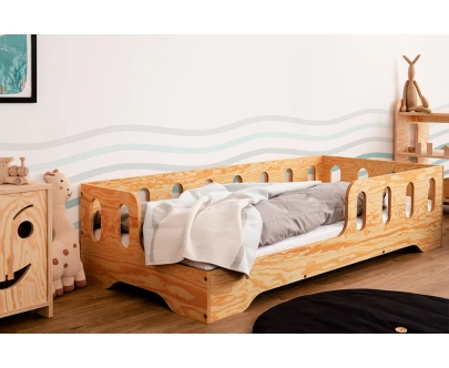 Einzelbett für Kinder mit Rausfallschutz und Lattenrost TILA 1 Montessori Holz