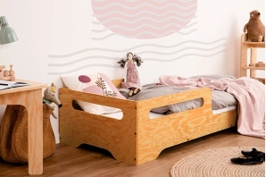 Einzelbett für Kinder mit Rausfallschutz und Lattenrost TILA 3 Montessori Holz