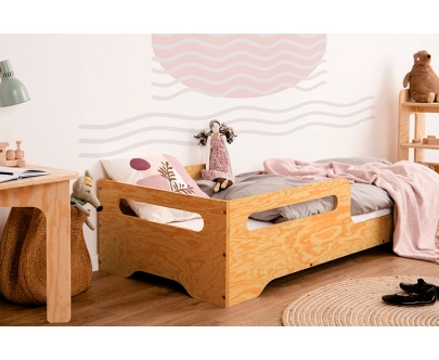 Einzelbett für Kinder mit Rausfallschutz und Lattenrost TILA 3 Montessori Holz