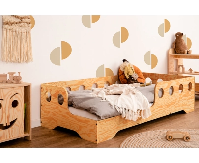 Einzelbett für Kinder mit Rausfallschutz und Lattenrost TILA 5 Montessori Holz