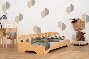 Einzelbett für Kinder mit Rausfallschutz und Lattenrost Sofa TILA 5S Montessori Kiefer