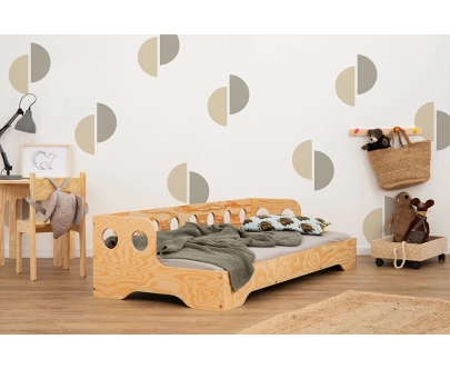 Einzelbett für Kinder mit Rausfallschutz und Lattenrost Sofa TILA 5S Montessori Holz
