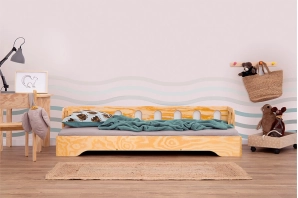 Einzelbett für Kinder mit Rausfallschutz und Lattenrost Sofa TILA 1S Montessori Holz