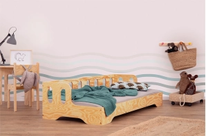Einzelbett für Kinder mit Rausfallschutz und Lattenrost Sofa TILA 1S Montessori Holz