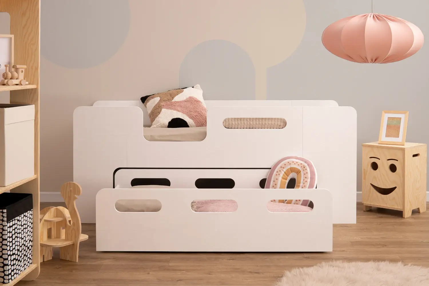 Kinderbett mit Schublade und Lattenrost PIPI Montessori Holz