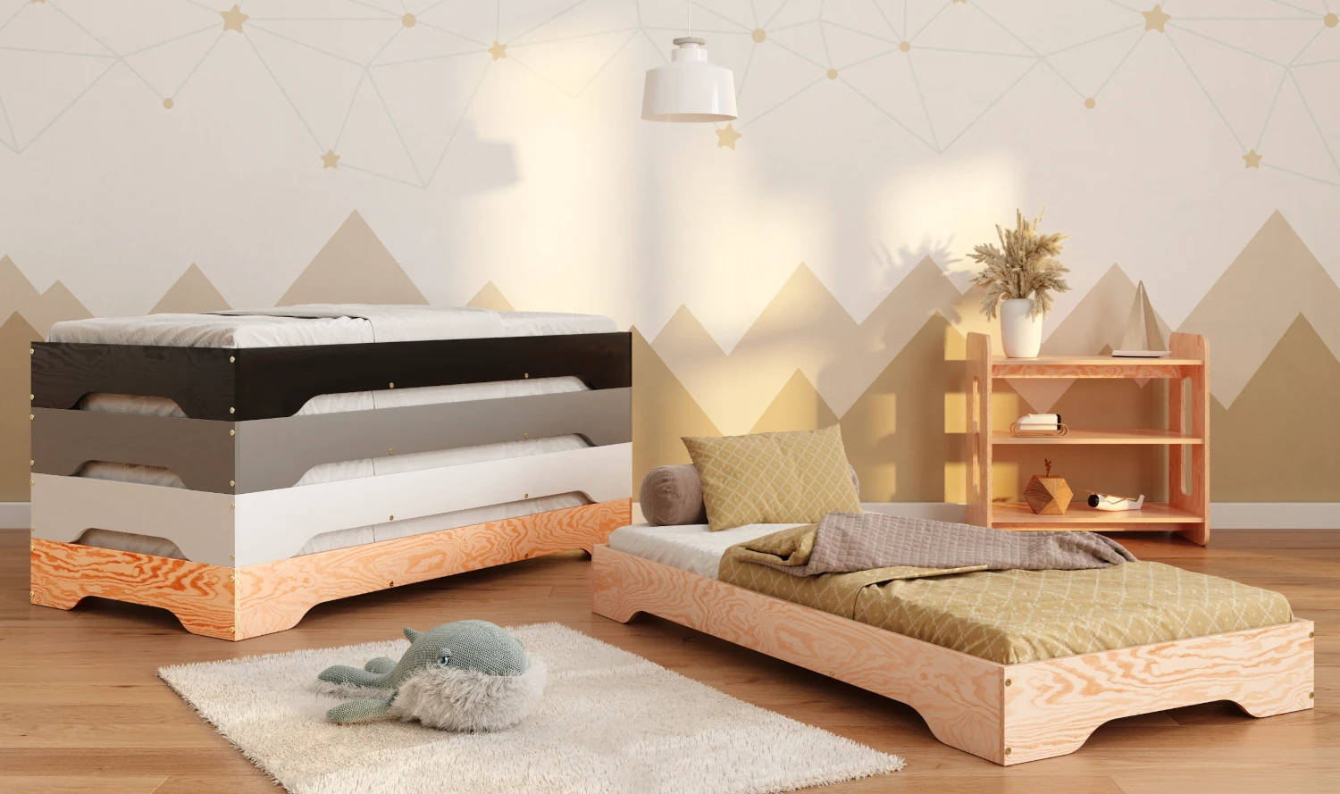Bodenbett für Kinder mit Lattenrost TILA 7 Montessori Holz