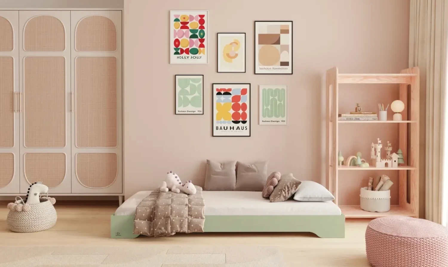 Bodenbett für Kinder mit Lattenrost TILA 7 Montessori Holz