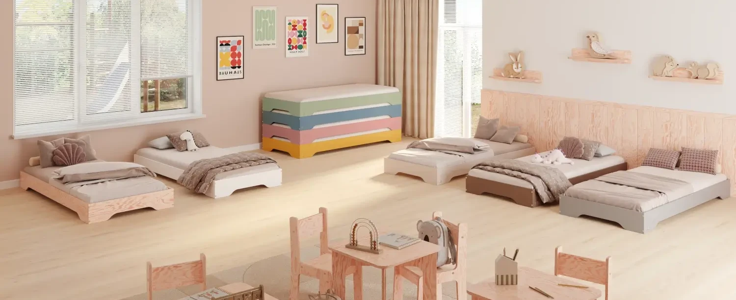 Bodenbett für Kinder mit Lattenrost TILA 7 Montessori Holz