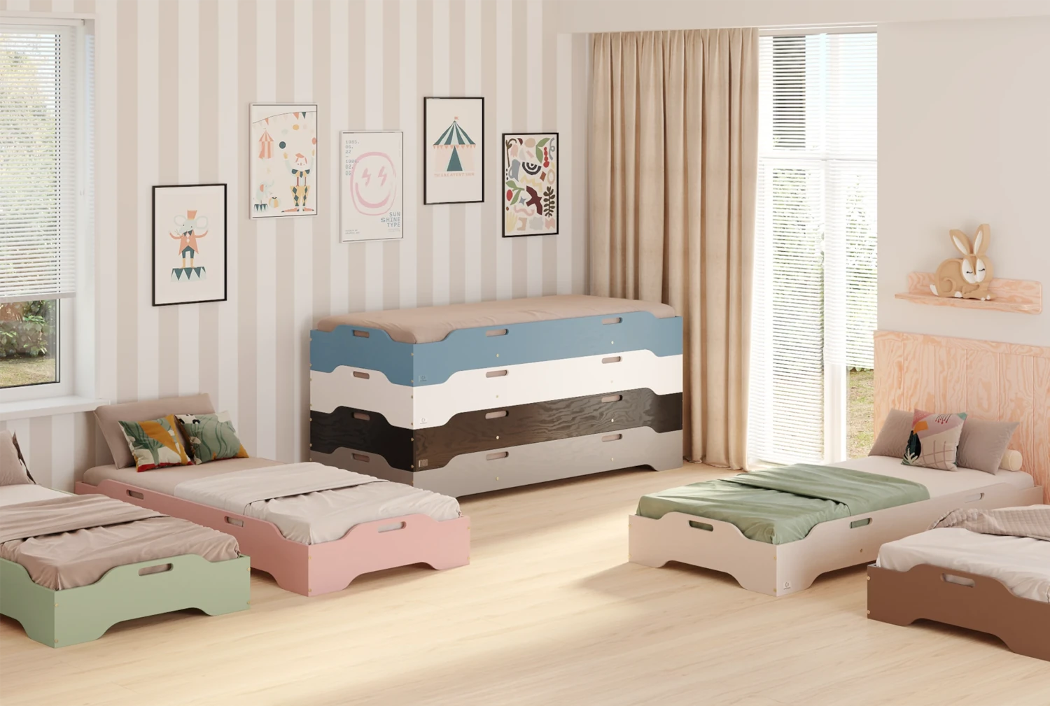 Bodenbett für Kinder mit Rausfallschutz und Lattenrost TILA 8 Montessori Holz