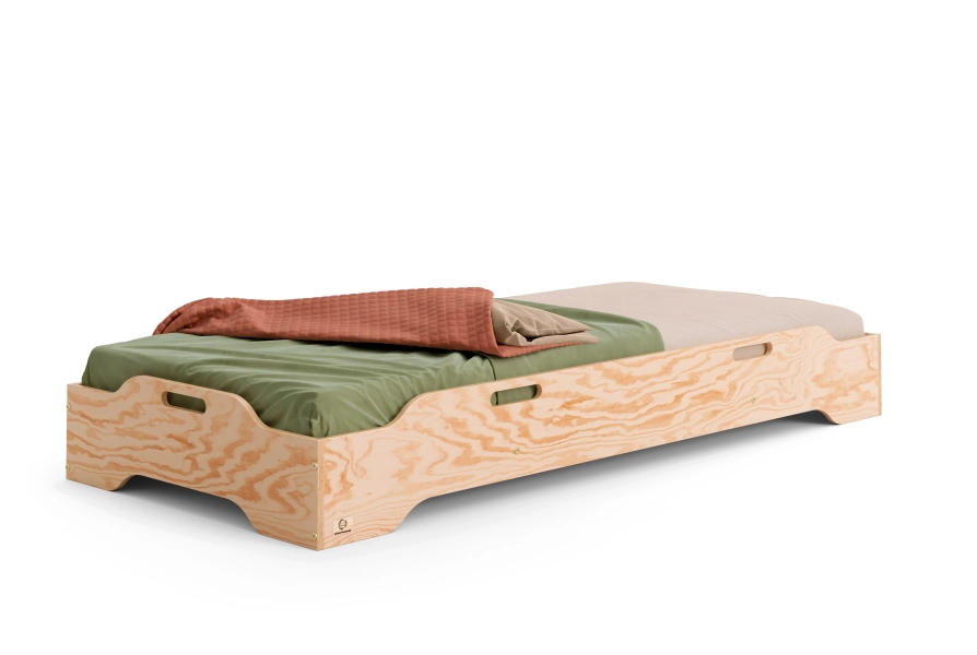 Bodenbett für Kinder mit Rausfallschutz und Lattenrost TILA 8 Montessori Holz (Wähle die Größe: 90x180 - Wähle die Farbe: Lackiert)