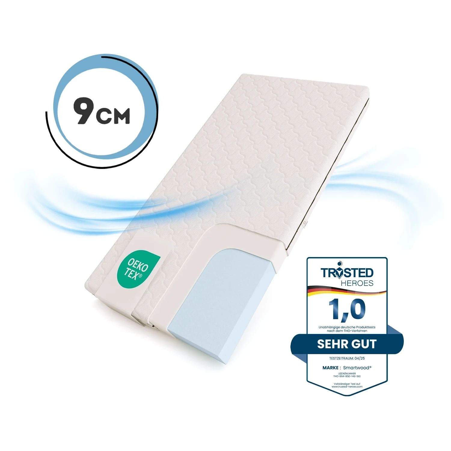 Schaumstoffmatratze für Kinder 9 cm mittlerer Härtegrad (H2) - für Schublade (Wähle die Größe: 80x140)