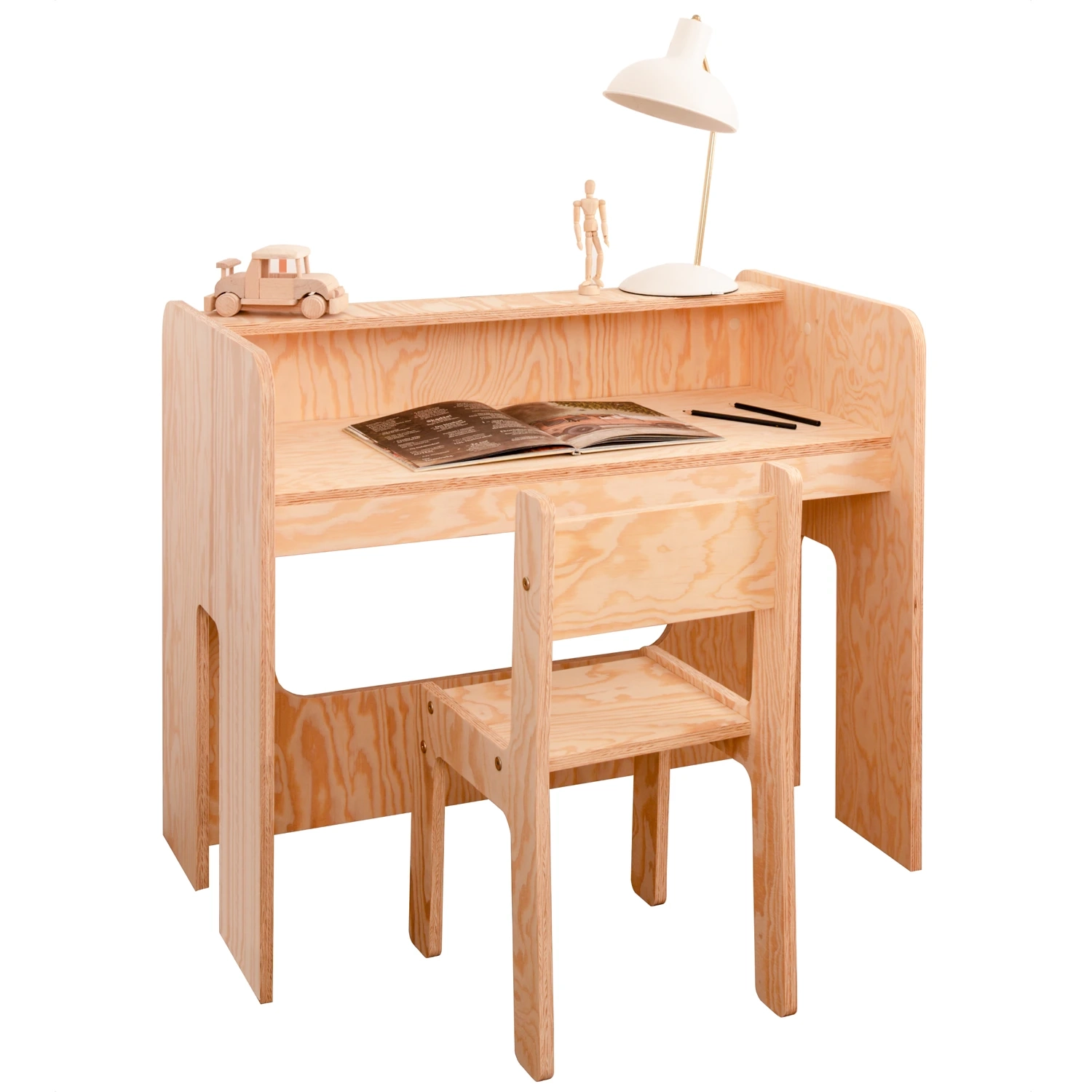 Kinderschreibtisch mit Stuhl Set MIMI BRK Montessori Holz (Wähle die Farbe: Kaschmir)