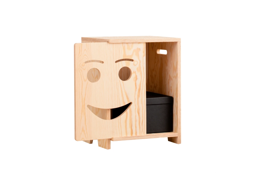 Nachttisch für Kinder KAPI Montessori Holz (Wähle die Farbe: Blau - Wähle das Türmodell: Kapi 1 - Wähle die Türöffnungsseite: Öffnet nach links)